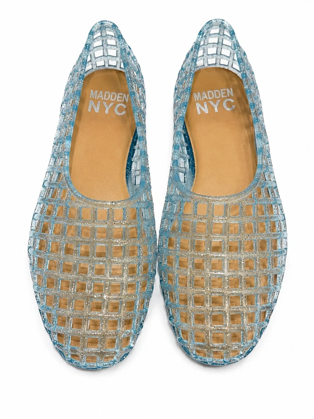 Madden NYC Girls Size 1 Blue Glitter Jelly Slip-On Flats Beach Water Shoes new